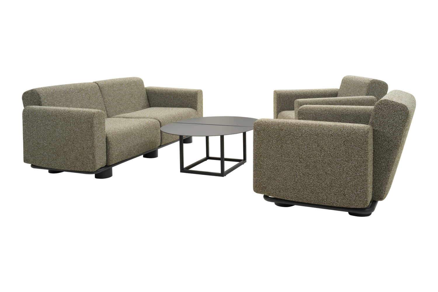 Bolster 2,5-seater sofa Anthracite/Teddy Verde