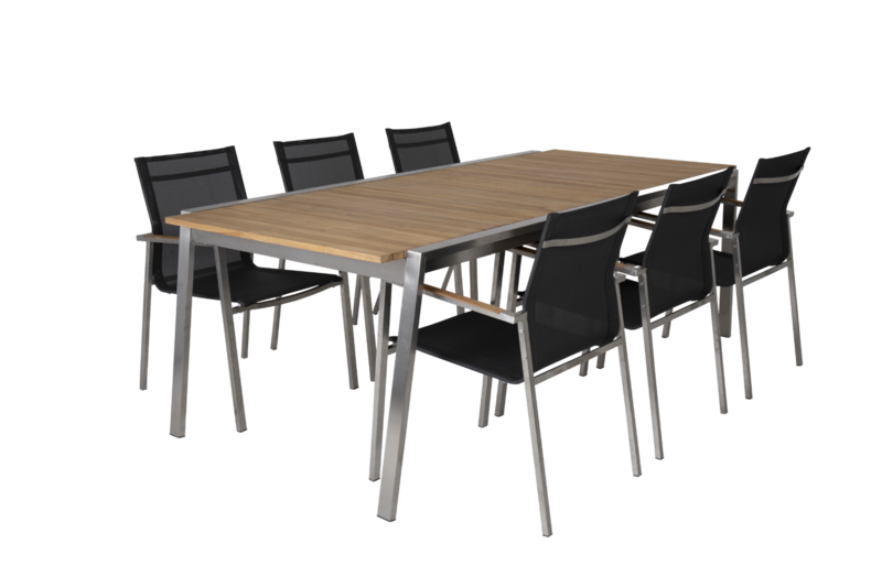 Naos dining table Stainless steel/teak