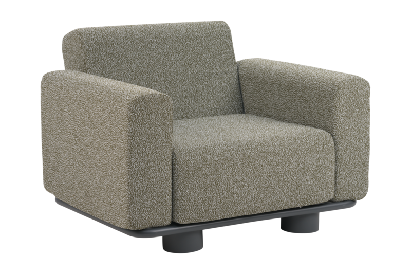 Bolster armchair Anthracite/Teddy Verde