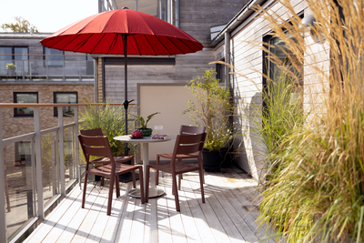 Shanghai parasol Anthracite/red