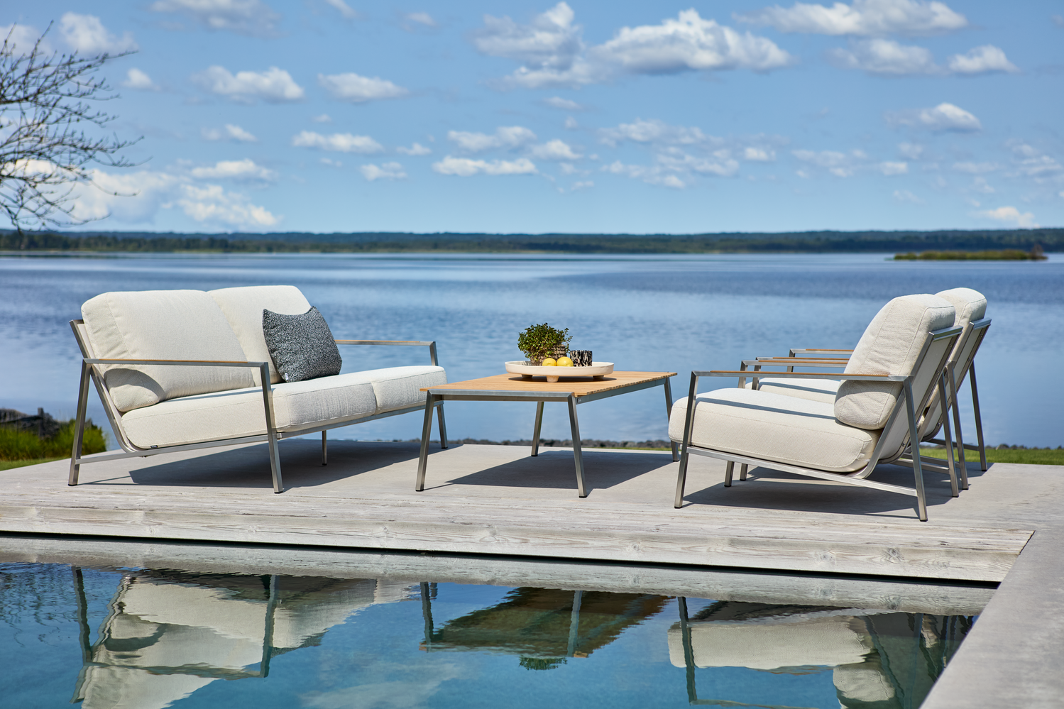 Naos 2,5-seater sofa Stainless Steel/Dot Beige